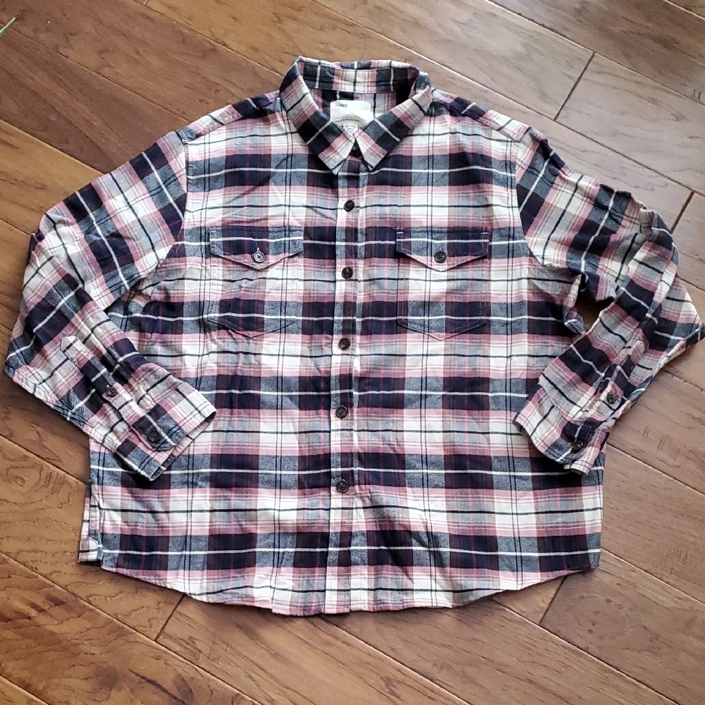 Tilly Womens Long Sleeve Organic Cotton Flannel Button Down Plaid Shirt Size XXL